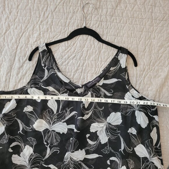 Lane Bryant, Swing Double-Layer Chiffon Tank, Size 18, Black Flowered - Picture 4 of 7